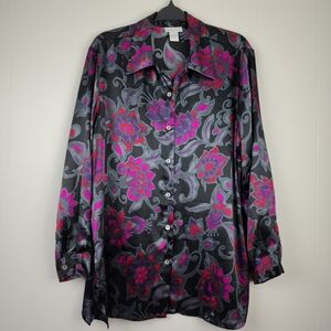 Avenue Womens Clothing 18/20 Plus Blouse Button Up Top Long Sleeve